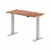 Air 1200 x 600mm Height Adjustable Desk Walnut Top Cable Ports Silver Leg HA01125