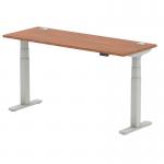 Air 1600 x 600mm Height Adjustable Desk Walnut Top Cable Ports Silver Leg