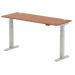 Air 1600 x 600mm Height Adjustable Desk Walnut Top Cable Ports Silver Leg HA01127