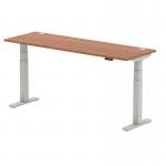 Air 1800 x 600mm Height Adjustable Desk Walnut Top Cable Ports Silver Leg