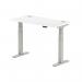 Air 1200 x 600mm Height Adjustable Desk White Top Cable Ports Silver Leg HA01129