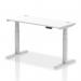 Air 1400 x 600mm Height Adjustable Office Desk White Top Cable Ports Silver Leg HA01130