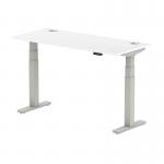 Air 1400 x 600mm Height Adjustable Office Desk White Top Cable Ports Silver Leg HA01130