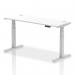 Air 1600 x 600mm Height Adjustable Office Desk White Top Cable Ports Silver Leg HA01131