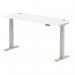 Air 1600 x 600mm Height Adjustable Desk White Top Cable Ports Silver Leg HA01131