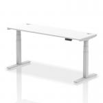 Air 1800 x 600mm Height Adjustable Office Desk White Top Cable Ports Silver Leg HA01132