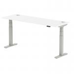 Air 1800 x 600mm Height Adjustable Office Desk White Top Cable Ports Silver Leg HA01132