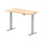 Air 1200 x 600mm Height Adjustable Desk Maple Top Cable Ports Silver Leg
