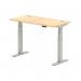 Air 1200 x 600mm Height Adjustable Desk Maple Top Cable Ports Silver Leg HA01133