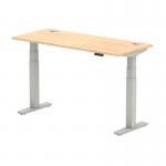 Air 1400 x 600mm Height Adjustable Office Desk Maple Top Cable Ports Silver Leg HA01134