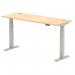 Air 1600 x 600mm Height Adjustable Desk Maple Top Cable Ports Silver Leg HA01135