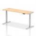 Air 1800 x 600mm Height Adjustable Office Desk Maple Top Cable Ports Silver Leg HA01136