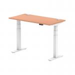 Air 1200 x 600mm Height Adjustable Desk Beech Top Cable Ports White Leg