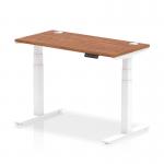 Air 1200 x 600mm Height Adjustable Office Desk Walnut Top Cable Ports White Leg HA01145