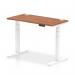 Air 1200 x 600mm Height Adjustable Office Desk Walnut Top Cable Ports White Leg HA01145