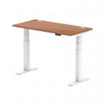 Air 1200 x 600mm Height Adjustable Office Desk Walnut Top Cable Ports White Leg HA01145