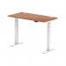 Air 1200 x 600mm Height Adjustable Desk Walnut Top Cable Ports White Leg HA01145