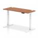 Air 1400 x 600mm Height Adjustable Office Desk Walnut Top Cable Ports White Leg HA01146