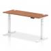 Air 1600 x 600mm Height Adjustable Office Desk Walnut Top Cable Ports White Leg HA01147