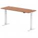 Air 1600 x 600mm Height Adjustable Desk Walnut Top Cable Ports White Leg HA01147