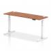 Air 1800 x 600mm Height Adjustable Office Desk Walnut Top Cable Ports White Leg HA01148