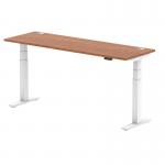 Air 1800 x 600mm Height Adjustable Desk Walnut Top Cable Ports White Leg