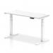 Air 1400 x 600mm Height Adjustable Office Desk White Top Cable Ports White Leg HA01150