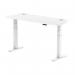 Air 1400 x 600mm Height Adjustable Desk White Top Cable Ports White Leg HA01150