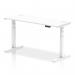 Air 1600 x 600mm Height Adjustable Office Desk White Top Cable Ports White Leg HA01151