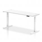 Air 1800 x 600mm Height Adjustable Office Desk White Top Cable Ports White Leg HA01152