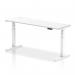 Air 1800 x 600mm Height Adjustable Office Desk White Top Cable Ports White Leg HA01152