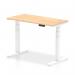 Air 1200 x 600mm Height Adjustable Office Desk Maple Top Cable Ports White Leg HA01153