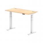 Air 1200 x 600mm Height Adjustable Office Desk Maple Top Cable Ports White Leg HA01153