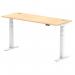 Air 1600 x 600mm Height Adjustable Desk Maple Top Cable Ports White Leg HA01155