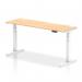 Air 1800 x 600mm Height Adjustable Office Desk Maple Top Cable Ports White Leg HA01156