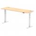 Air 1800 x 600mm Height Adjustable Desk Maple Top Cable Ports White Leg HA01156