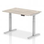 Air 1200 x 800mm Height Adjustable Office Desk Grey Oak Top Silver Leg HA01161