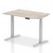 Air 1200 x 800mm Height Adjustable Office Desk Grey Oak Top Silver Leg HA01161