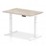 Air 1200 x 800mm Height Adjustable Office Desk Grey Oak Top White Leg HA01162