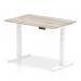 Air 1200 x 800mm Height Adjustable Office Desk Grey Oak Top White Leg HA01162