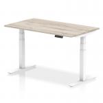 Air 1400 x 800mm Height Adjustable Office Desk Grey Oak Top White Leg HA01164