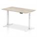 Air 1400 x 800mm Height Adjustable Office Desk Grey Oak Top White Leg HA01164