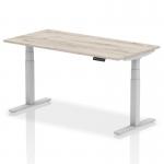 Air 1600 x 800mm Height Adjustable Office Desk Grey Oak Top Silver Leg HA01165