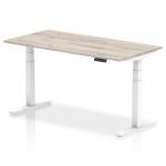 Air 1600 x 800mm Height Adjustable Office Desk Grey Oak Top White Leg HA01166