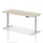 Air 1800 x 800mm Height Adjustable Office Desk Grey Oak Top Silver Leg HA01167