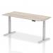 Air 1800 x 800mm Height Adjustable Office Desk Grey Oak Top Silver Leg HA01167