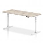 Air 1800 x 800mm Height Adjustable Office Desk Grey Oak Top White Leg HA01168