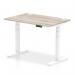 Air 1200 x 800mm Height Adjustable Office Desk Grey Oak Top Cable Ports White Leg HA01170