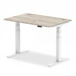 Air 1200 x 800mm Height Adjustable Desk Grey Oak Top Cable Ports White Leg