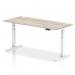 Air 1800 x 800mm Height Adjustable Office Desk Grey Oak Top Cable Ports White Leg HA01176